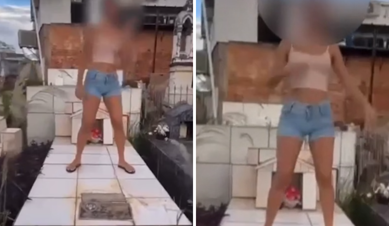 Adolescentes dançando cemitério