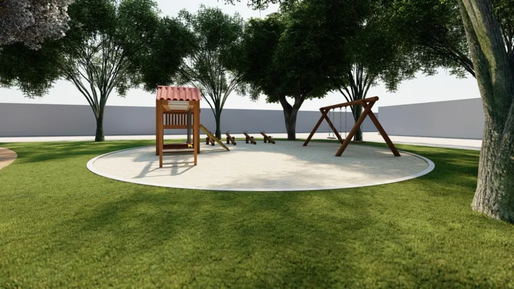 Obras na praça de Itaúnas