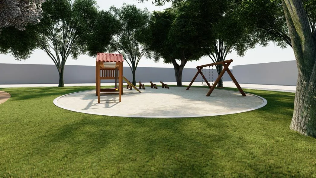Obras na praça de Itaúnas