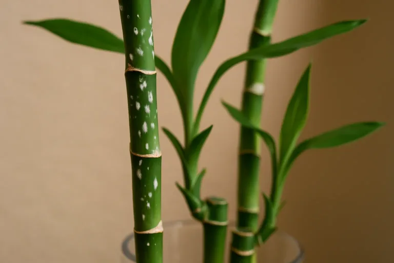 Bambu-da-sorte com manchas brancas no caule Pode ser sinal de praga invisível