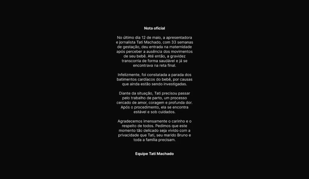 Tati Machado perde bebê