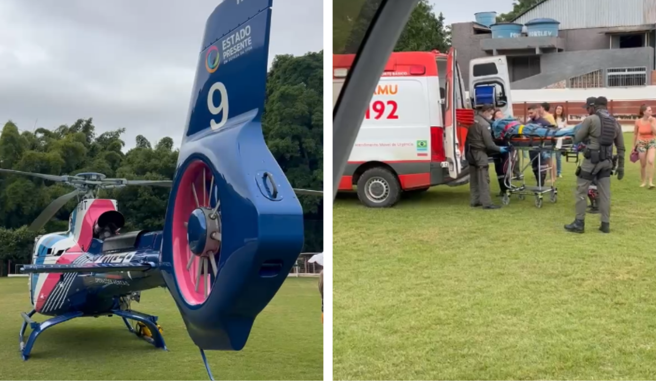 Helicóptero da NOTAER transporta jovem com queimaduras