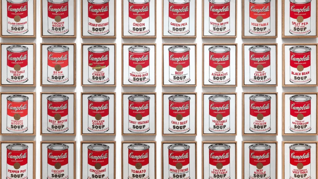 Andy Warhol, “32 Latas de Sopa Campbell's”, 1962. Museu de Arte Moderna de Nova York.