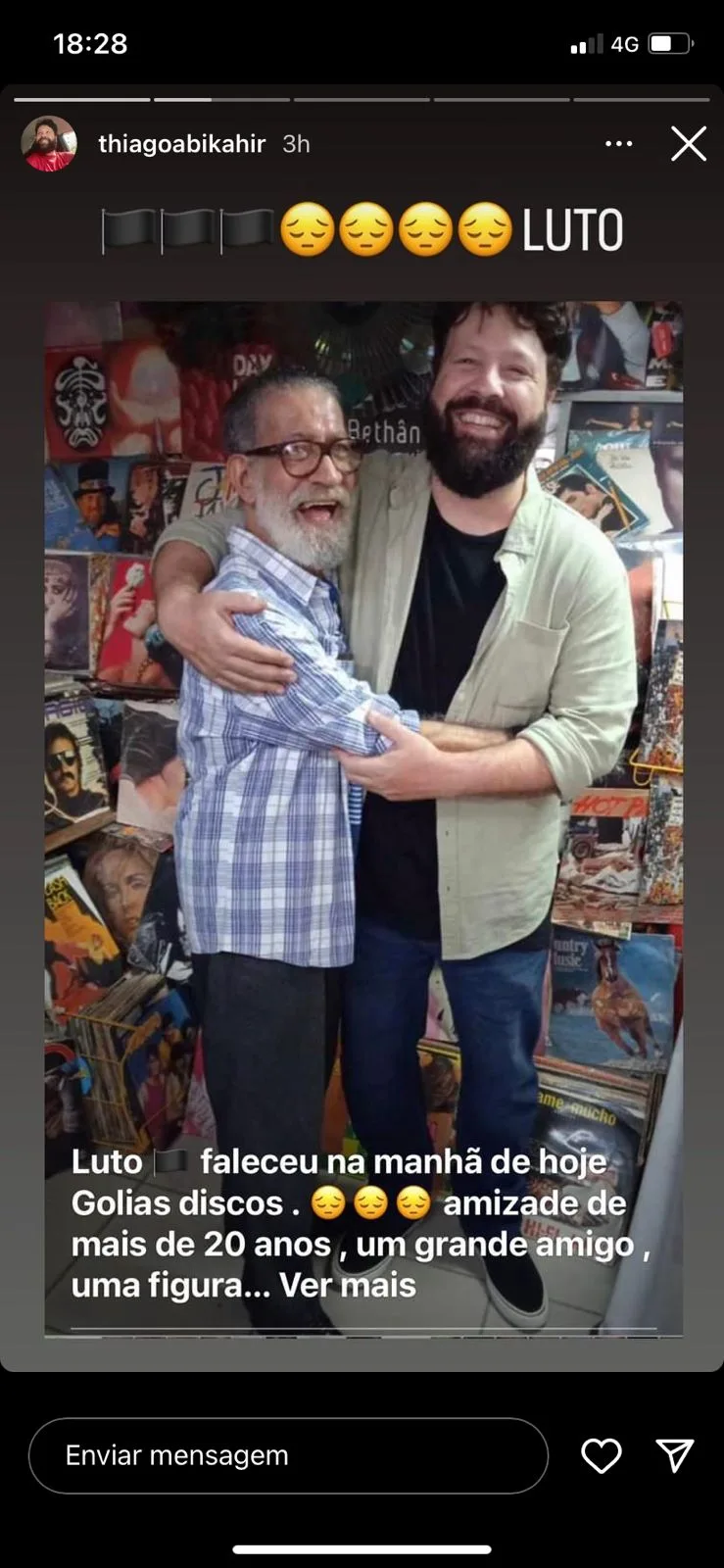 Amizade de mais de 20 anos com senhor Golias