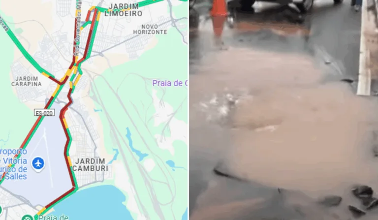VÍDEO | Tubulação rompe, alaga avenida Dante Michelini e complica trânsito
