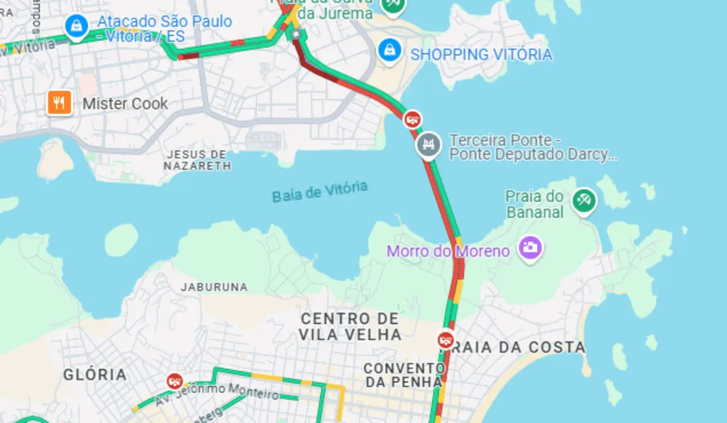 Engarrafamento após acidente na Terceira Ponte