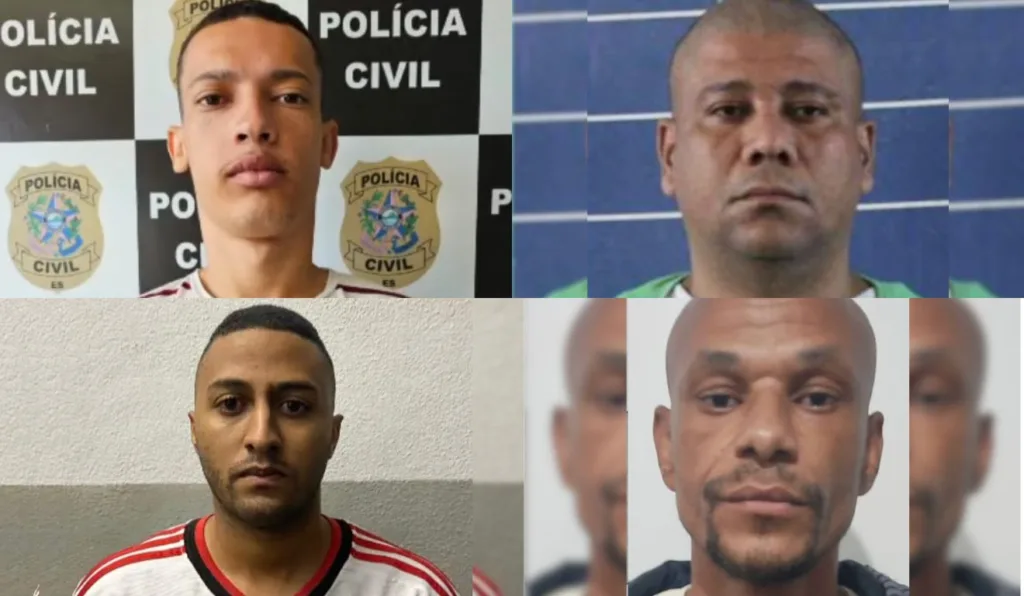 Ruan de Freitas, Tobias Claudino, Luis Felipe Souza e Diogo Amaral foram presos pelo assassinato. Foto: Divulgação/ Sesp Ruan de Freitas, Tobias Claudino, Luis Felipe Souza e Diogo Amaral foram presos pelo assassinato. Foto: Divulgação/ Sesp