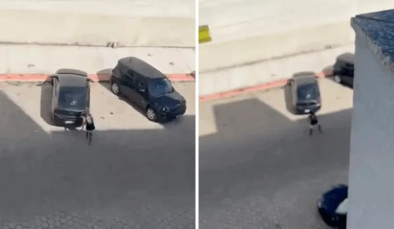 Homem quebrando vidros de carro