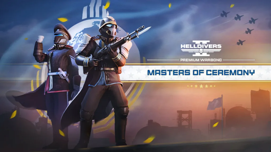 Helldivers 2 traz o novo conteúdo 'Mestres de Cerimônias'. Conheça os equipamentos e a celebração da vitória contra os invasores.