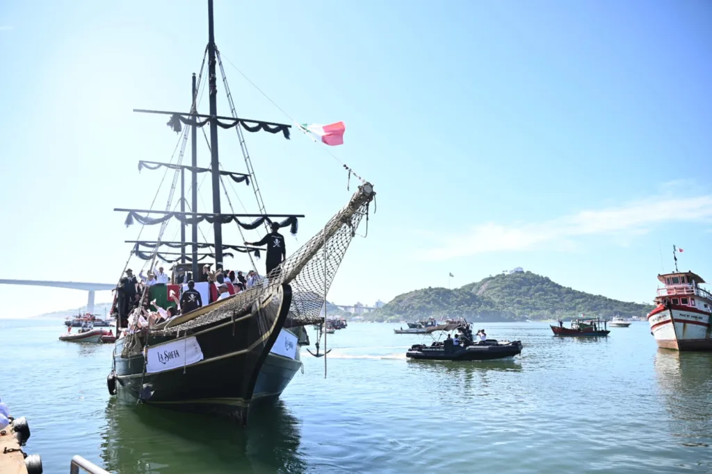 cortejo marítimo da programação dos 150 anos da imigração italian