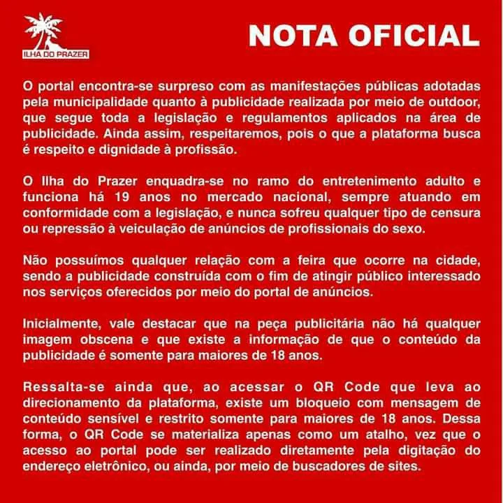 Empresa publicou nota sobre outdoor