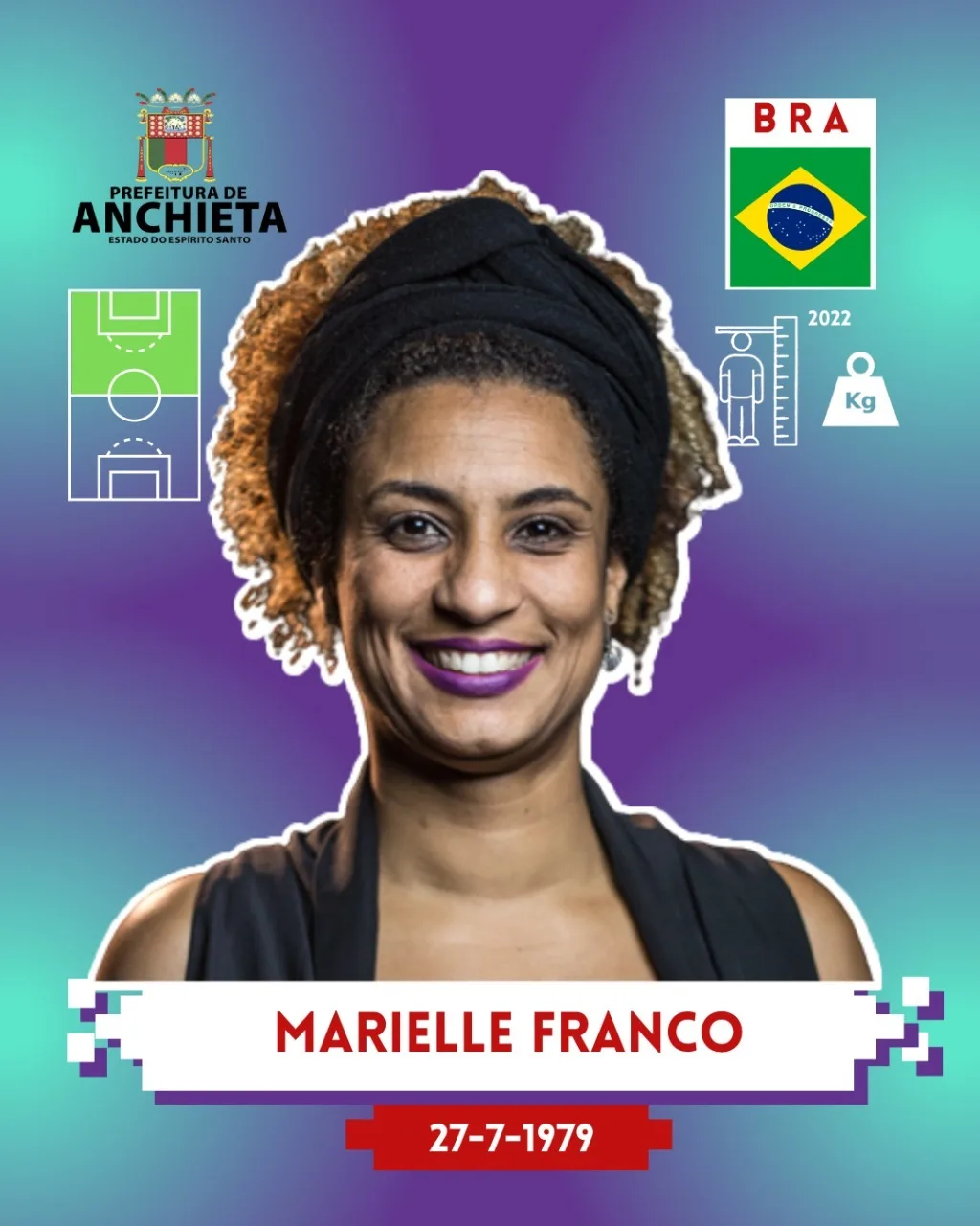 Professora Núbia Barcelos álbum de figurinhas da Copa Antirracista Anchieta