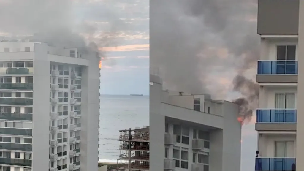 Incêndio em prédio na Rodovia do Sol