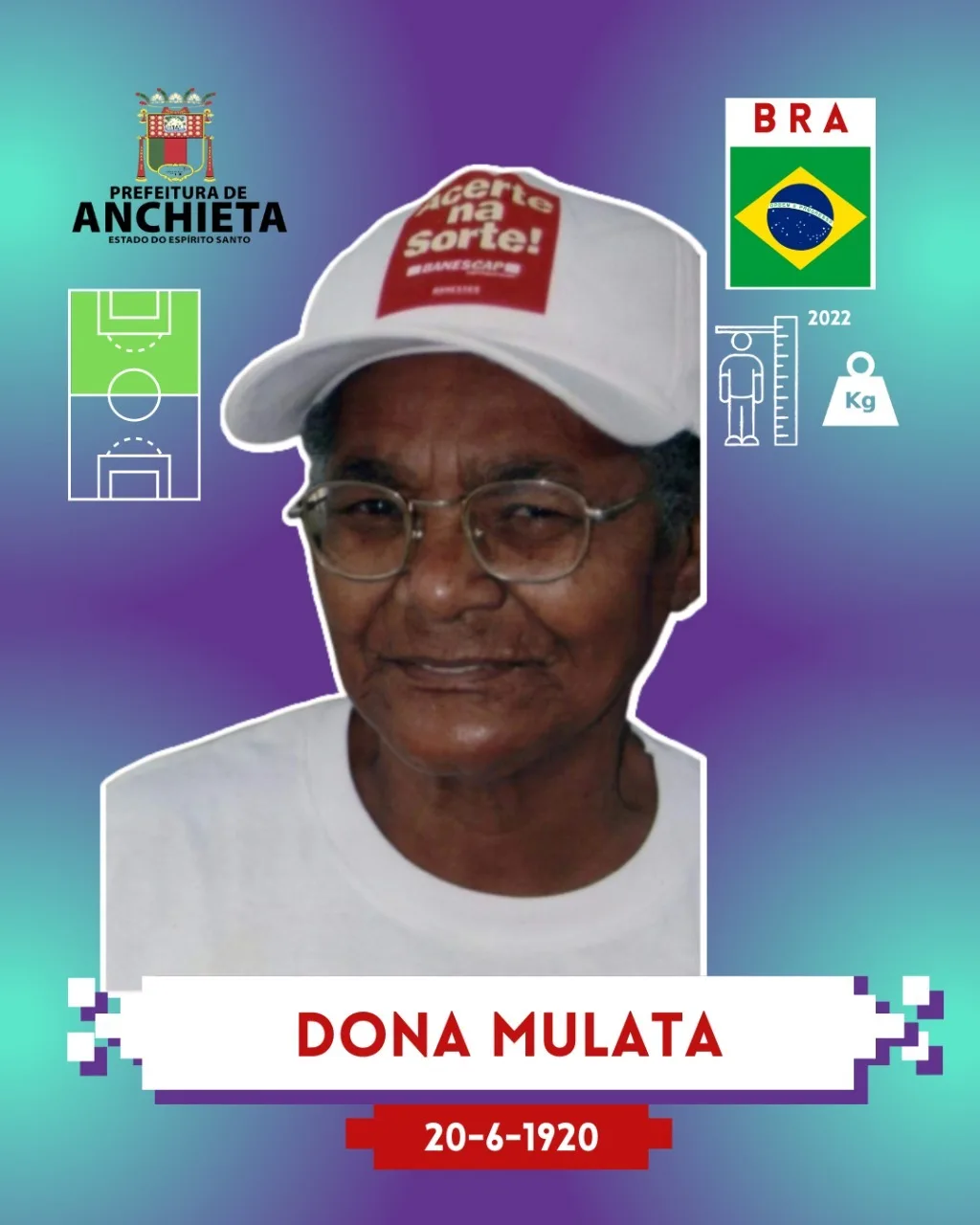 Professora Núbia Barcelos álbum de figurinhas da Copa Antirracista Anchieta