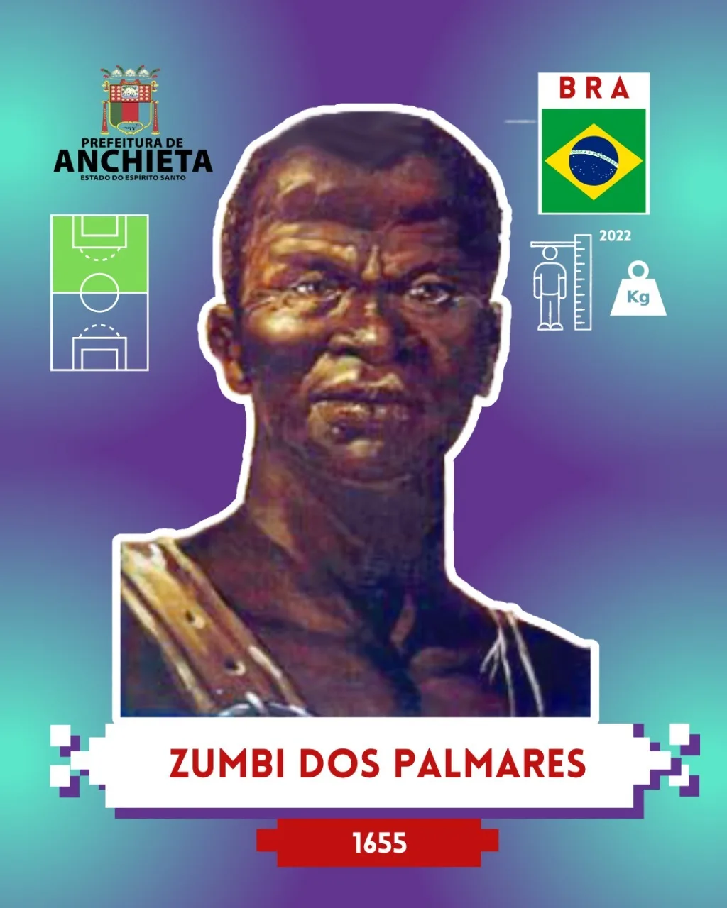Professora Núbia Barcelos álbum de figurinhas da Copa Antirracista Anchieta