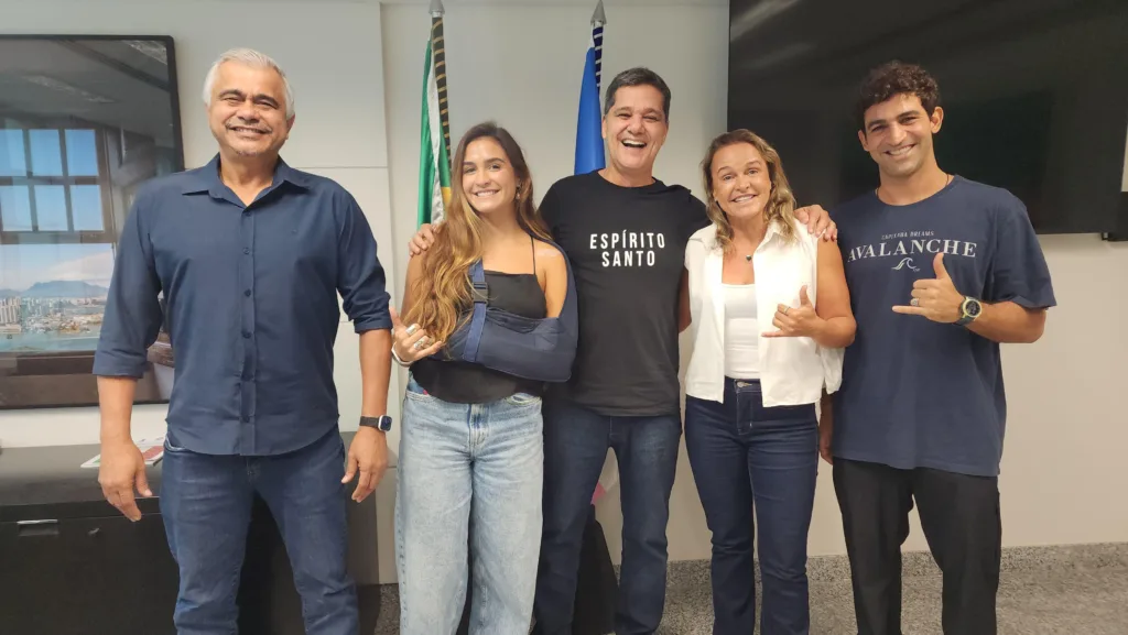 Nunes, Luna Hardman, Ricardo Ferraço, Neymara Carvalho e Luiz Hadad em reunião sobre o Projeto Diamantes Capixabas