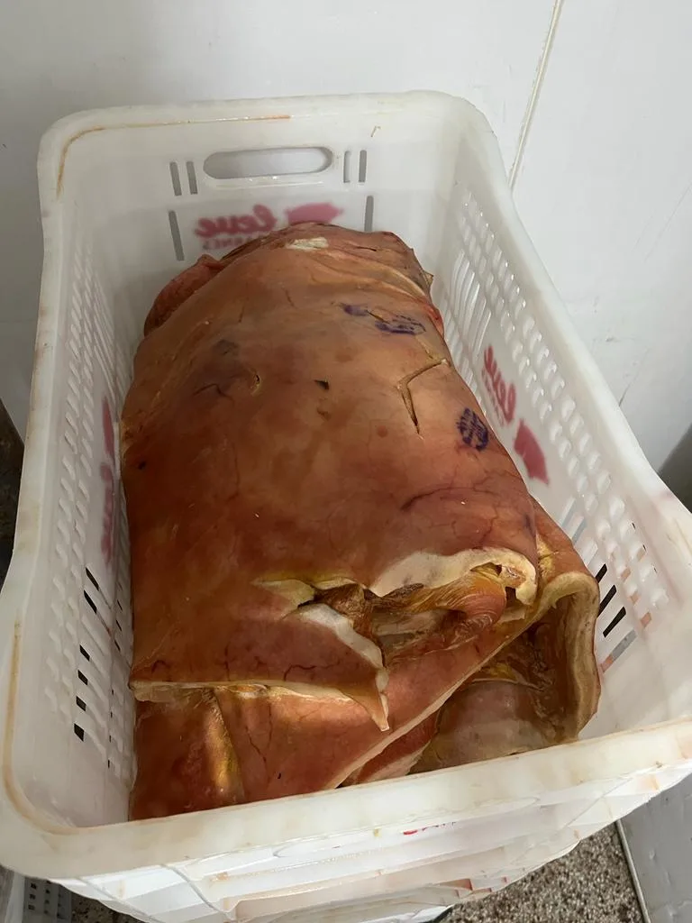 Fiscalização em frigorífico de Vila Velha apreende 14 toneladas de carne suína clandestina