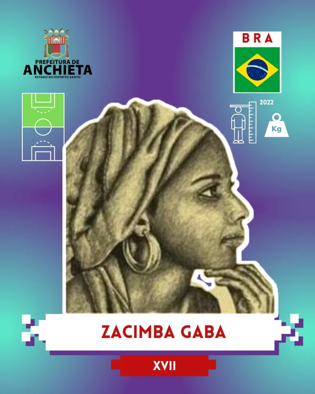 Professora Núbia Barcelos álbum de figurinhas da Copa Antirracista Anchieta