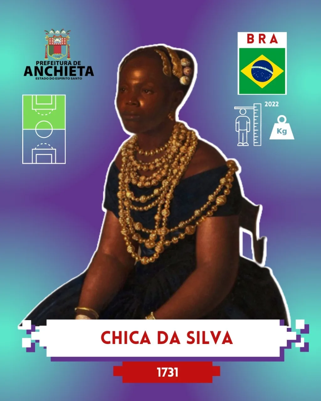 Professora Núbia Barcelos álbum de figurinhas da Copa Antirracista Anchieta