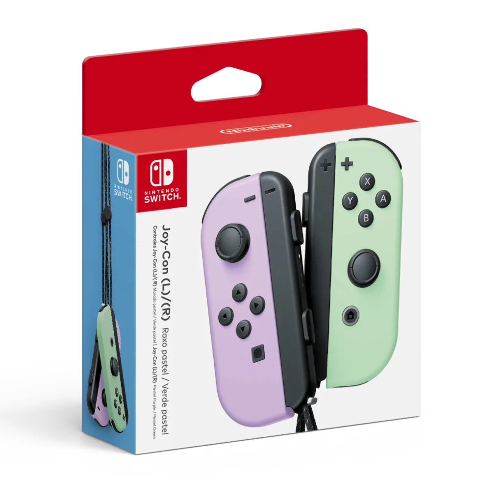 Versões em tons pastel do controle Joy-Con para o Nintendo Switch