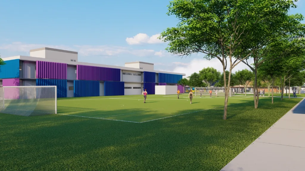 Imagem_16_Vista para o campo de futebol e edifício educacional