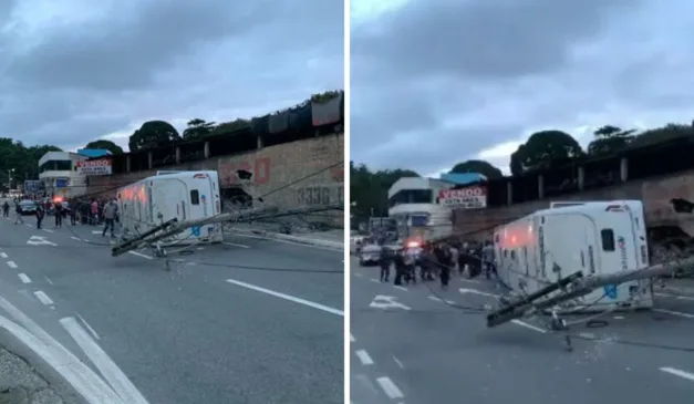 Acidente ocorreu na tarde desta quinta-feira (29).  Foto: TV Vitória/Reprodução
