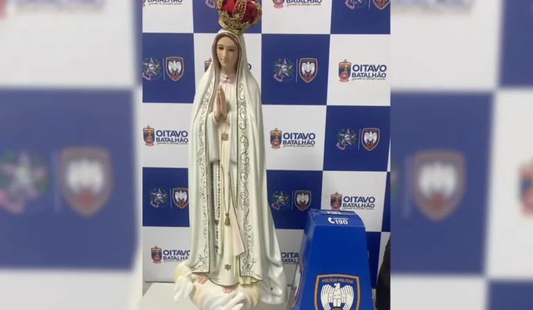 Imagem de Nossa Senhora de Fátima furtada. Foto: Polícia Militar