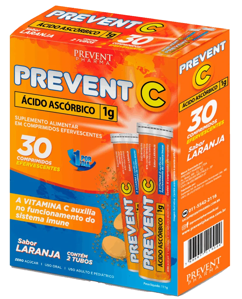 VITAMINA C EFERVESCENTE PREVENT 30 CPR SABOR LARANJA