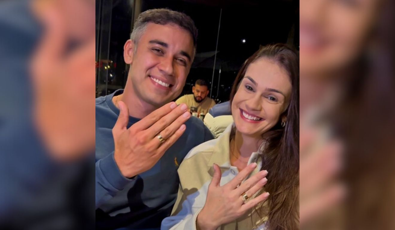 O prefeito Weverson Meireles e a noiva Lorrana Ferreira
