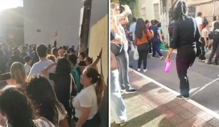 Profissionais de saúde fizeram protesto em frente ao sindicato 

Reprodução/Leitor
