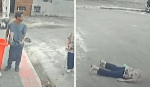 Idosa é derrubada no centro de Vitória (Foto/reprodução: TV Vitória)