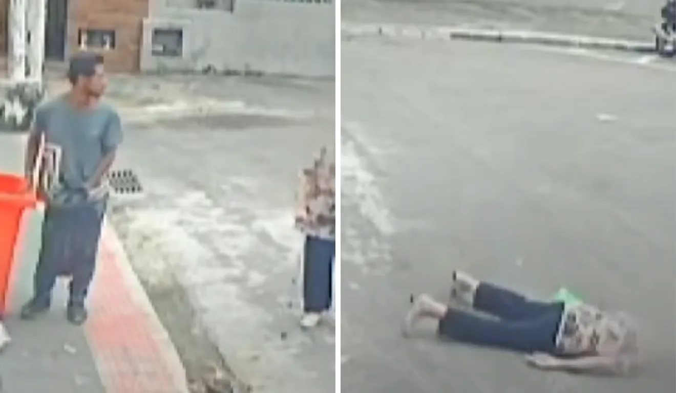 Idosa é derrubada no centro de Vitória (Foto/reprodução: TV Vitória)
