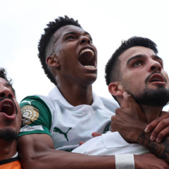 Copa do Mundo de Clubes da FIFA: Palmeiras x Al Ahly-EGI (19/06/2025) O jogador Flaco López, da SE Palmeiras, comemora seu gol contra a equipe do Al Ahly SC, durante partida válida pela fase de grupos, da Copa do Mundo de Clubes da FIFA, no Metlife Stadium. (Foto: Cesar Greco/Palmeiras/by Canon)