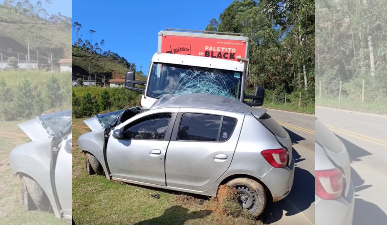 Acidente foi entre carro e caminhão, na manhã desta quarta (04)