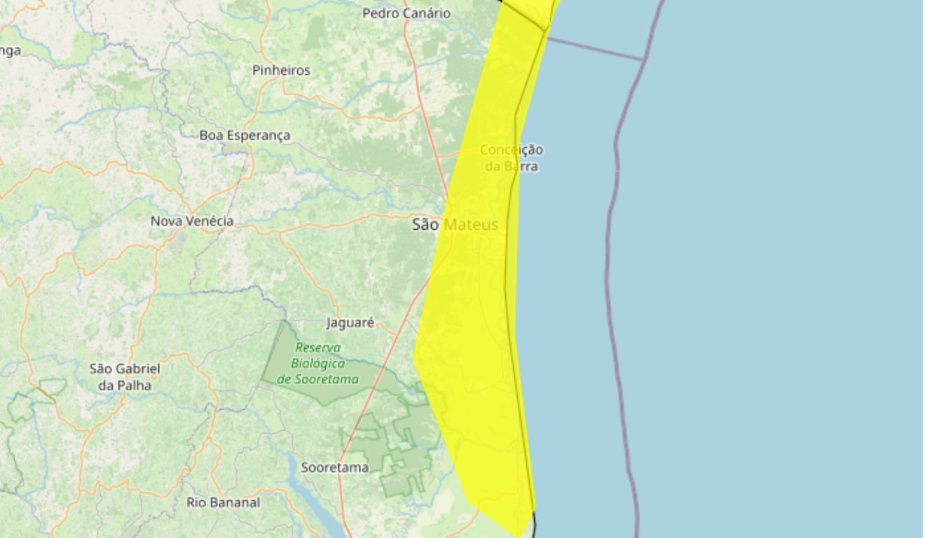 Aviso de acumulado de chuva do Inmet para quarta-feira, 11 de junho de 2025