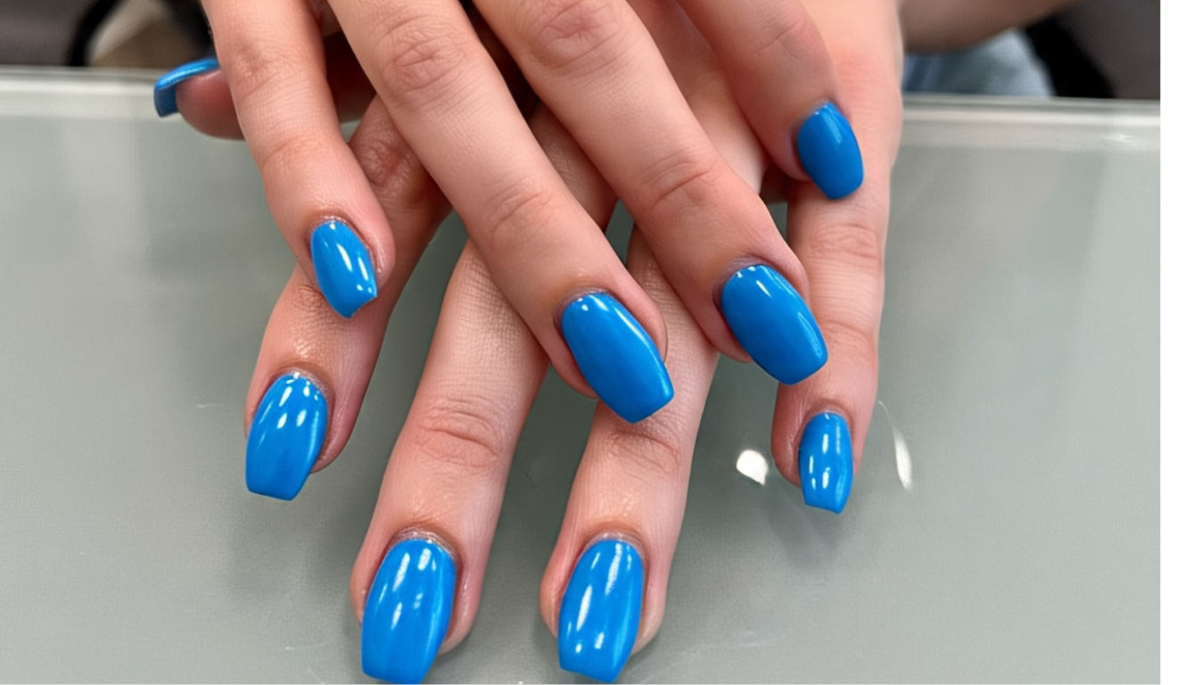 Unhas pintas de azul (Foto: Meta IA)