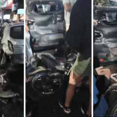 BMW atinge banca de revistas e outros cinco carros em Jardim da Penha