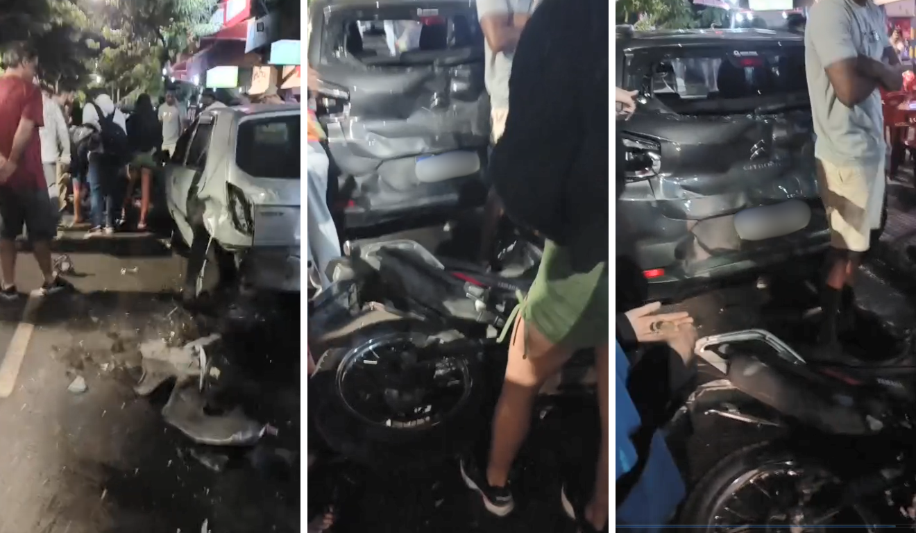 BMW atinge banca de revistas e outros cinco carros em Jardim da Penha