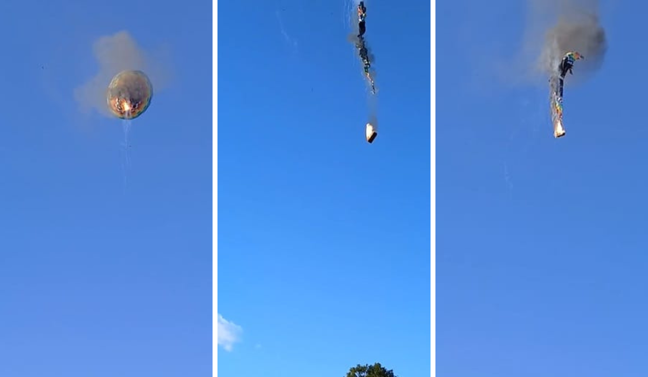 Balão com mais de 20 pessoas pega fogo, despenca no ar e deixa mortos