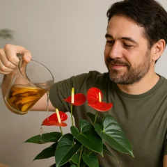 Chá de casca de banana no antúrio veja os resultados após alguns dias