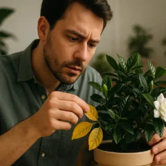 Como as folhas da gardênia mostram sinais de que a umidade está em excesso