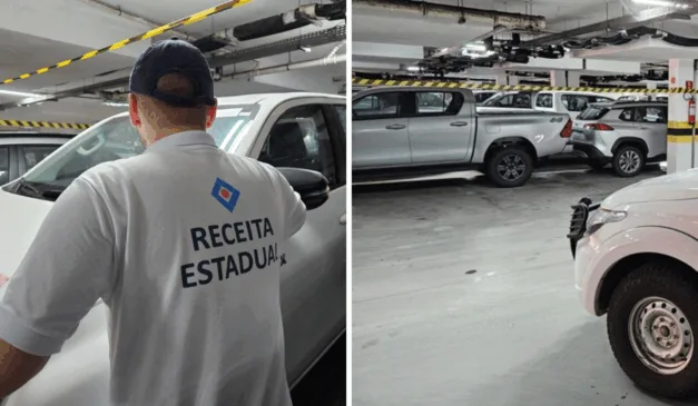 Carros apreendidos pela Secretaria da Fazenda (Sefaz), em Linhares