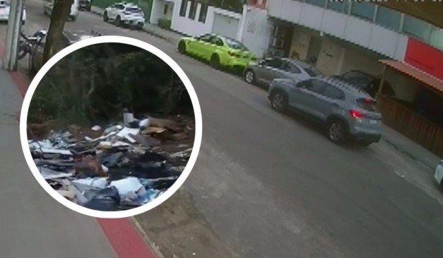 No destaque o lixão onde placas do carro cinza usado na morte do empresário Wallace Lovato foram achadas