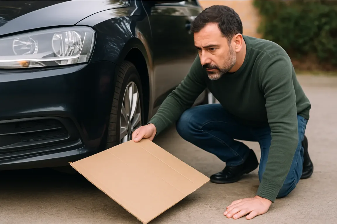 Dica simples com papelão revela se seu carro tem vazamentos escondidosDica simples com papelão revela se seu carro tem vazamentos escondidos