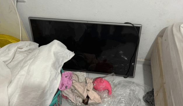 Televisão encontrada na casa do suspeito