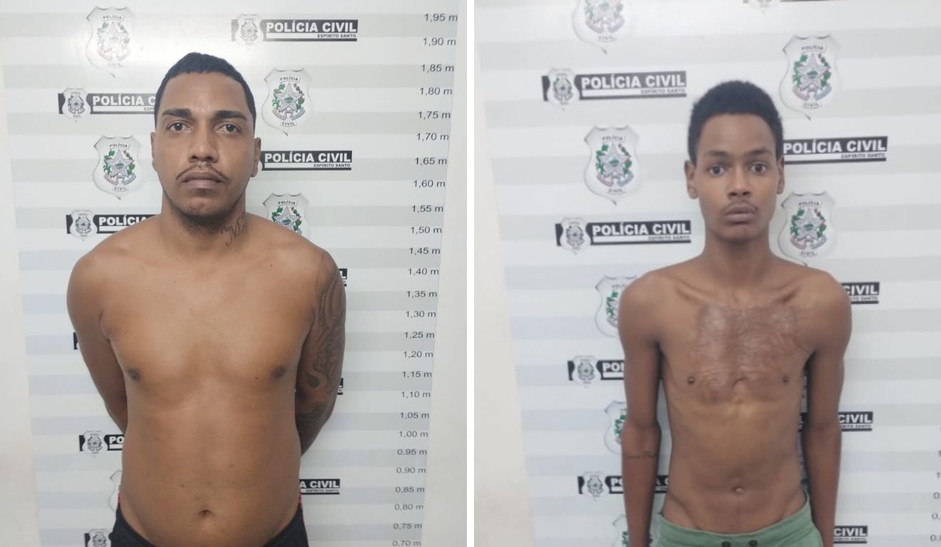 Manoel Vitor Nascimento da Silva, o Dente, e Pedro Gabriel Fraga Martins,, conhecido como Peito Queimado, estão presos. Foto: Sesp/Divulgação Manoel Vitor Nascimento da Silva, o Dente, e Pedro Gabriel Fraga Martins,, conhecido como Peito Queimado, estão presos. Foto: Sesp/Divulgação