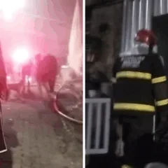 Momento do incêndio na casa