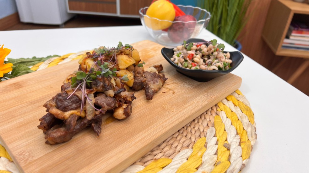 Carne de Sol na Tábua com Vinagrete de Feijão-Fradinho. Foto: Roberta Salgueiro