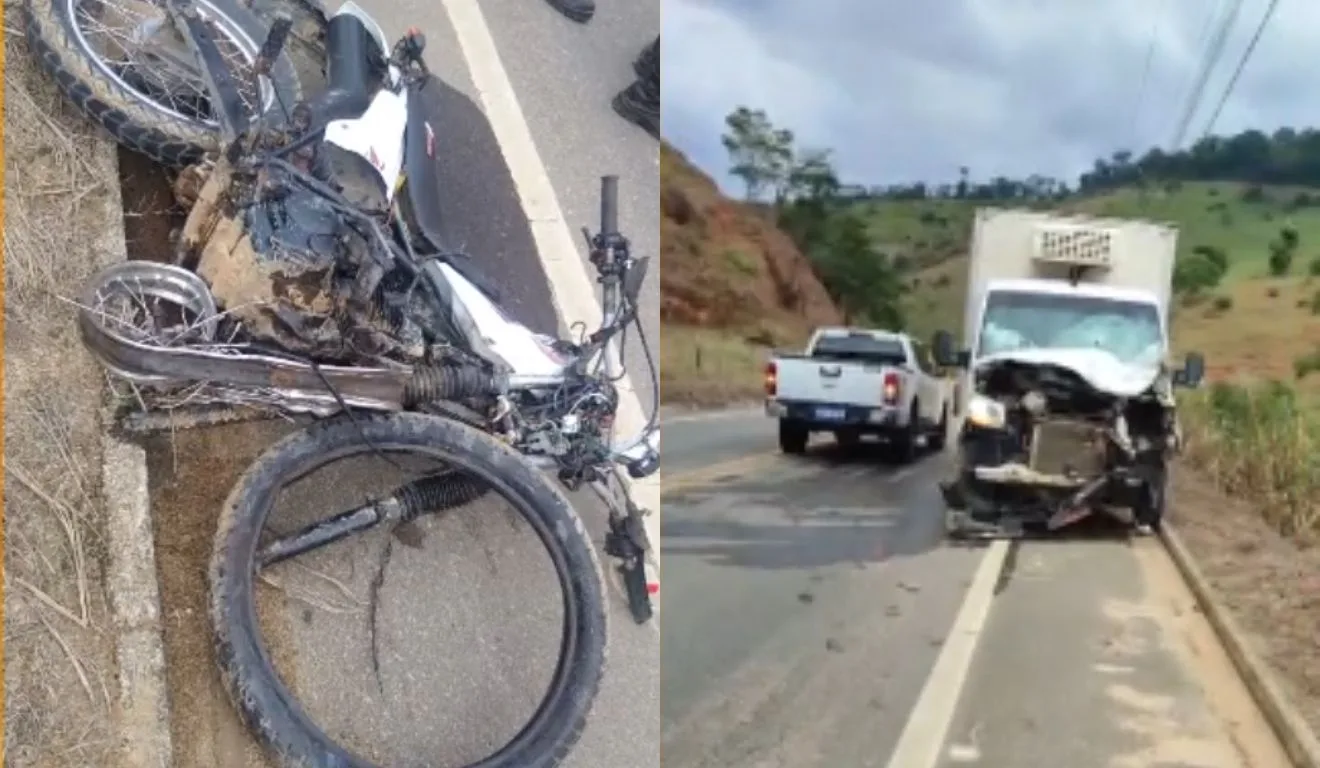 Dois jovens que morreram estava na moto que colidiu de frente com caminhão. Foto: Reprodução/TV Vitória