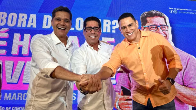 Ricardo Ferraço, Marcelo Santos e Da Vitória (foto: Ascom/Marcelo Santos)